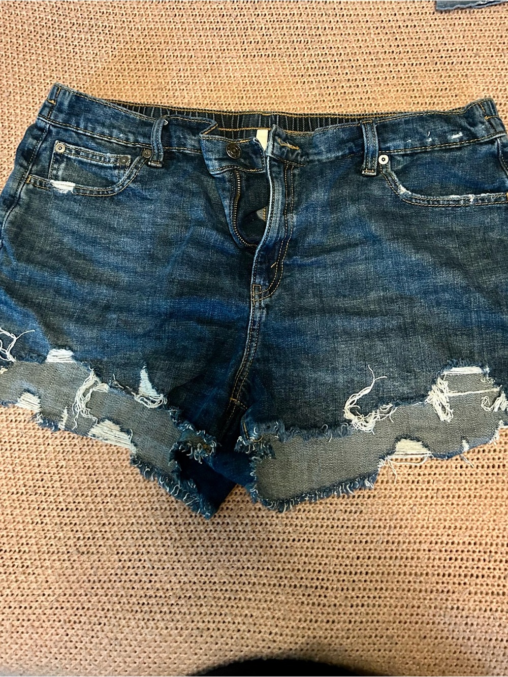 Aerie Daydream Dark Blue Distressed Denim Shorts